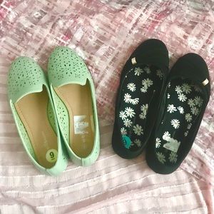 Black + Sage green flats.